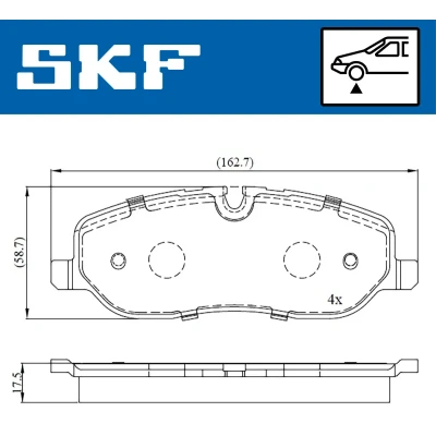 Kuva SKF VKBP 80306 Jarrupalat Kulumisenilmaisemelle LAND ROVER: Range Rover 3, SUZUKI: SX4 I Hatchback