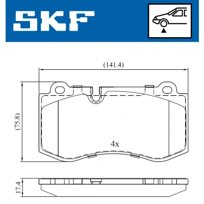 Kuva SKF VKBP 80549 Jarrupalat Kulumisenilmaisemelle MERCEDES BENZ: E sarja Sedan, S Sedan
