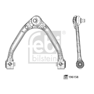 Kuva FEBI BILSTEIN 196158 Alatukivarsi kumilaakereilla Alapallo /pallonivelellä Yläpuolella, Etuakseli, oikea Poikittaistukivarsi Teräslevy 16mm
