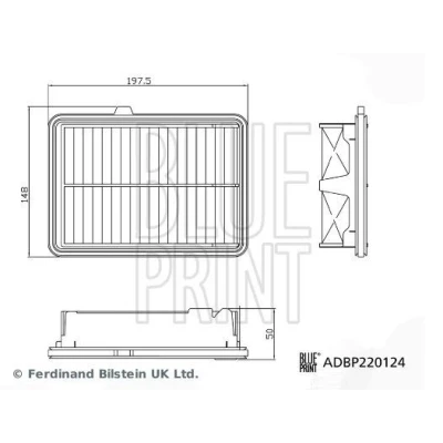 Kuva BLUE PRINT ADBP220124 Ilmansuodatin 50 148 198 Suodatinpanos
