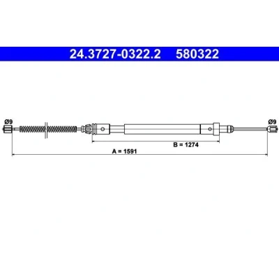 Kuva ATE 24.3727 0322.2 Käsijarruvaijeri 1591 CITROËN: Xsara Hatchback