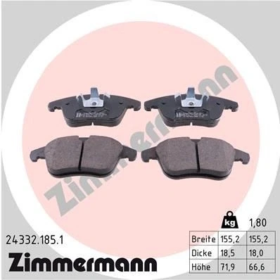Kuva ZIMMERMANN 24332.185.1 Jarrupalat Kulumisenilmaisemelle Valokuva vastaa toimituslaajuutta PEUGEOT: 407 SW, 508 I Sedan