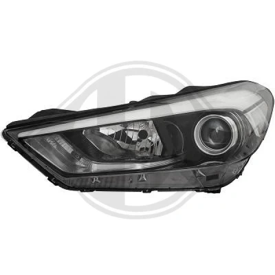 Kuva DIEDERICHS 6862083 Ajovaloumpio Vasen H7/H7, PY21W Päiväajovalolla (LED) Valokorkeussäätimen moottorilla