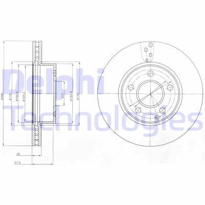 Kuva DELPHI BG4227C Jarrulevyt 288 25 5 Tuuletettu pinnoitettu hiiliteräs ilman pyöränlaakeria, ABS sensorirengasta MERCEDES BENZ: C sarja T modell