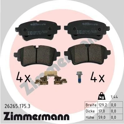 Kuva ZIMMERMANN 26265.175.3 Jarrupalat valmius kulumisenilmaisemelle AUDI: A4 B9 Avant, Sedan, Allroad