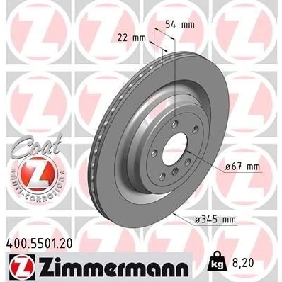 Kuva ZIMMERMANN COAT Z 400.5501.20 Jarrulevyt 345 22 6/5 5 112 tuuletettu sisältä pinnoitettu hiiliteräs MERCEDES BENZ: ML sarja, GLE SUV