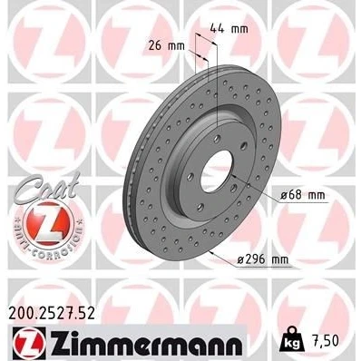 Kuva ZIMMERMANN SPORT COAT Z 200.2527.52 Jarrulevyt 296 26 5/5 5 114 tuuletettu sisältä, reijitetty pinnoitettu NISSAN: Juke
