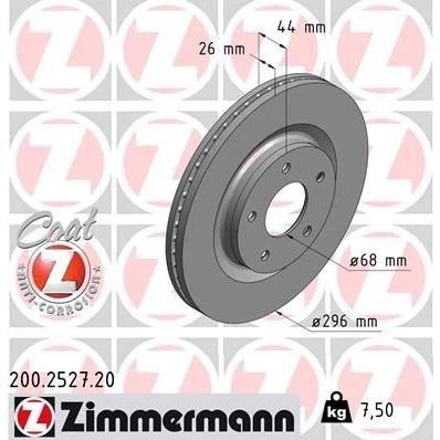 Kuva ZIMMERMANN COAT Z 200.2527.20 Jarrulevyt 296 26 5/5 5 114 tuuletettu sisältä pinnoitettu NISSAN: Juke