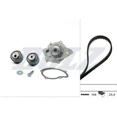 Kuva DOLZ KD076 Vesipumppu + Jakohihnasarja 146 PEUGEOT: 607 Sedan, 406 807, CITROËN: C5 II Farmari, Hatchback, I Hatchback