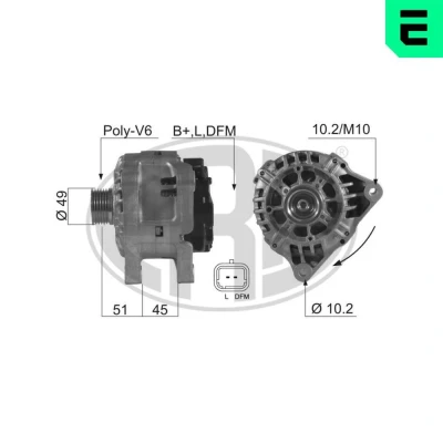Kuva Laturi CITROËN, FIAT, LANCIA, PEUGEOT OE 5702 A3, C9, E6