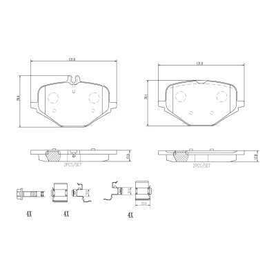 Kuva BREMBO P 65 052 Jarrupalat Kulumisenilmaisemelle Huudonvaimennuspellillä Ilman tarvikkeita