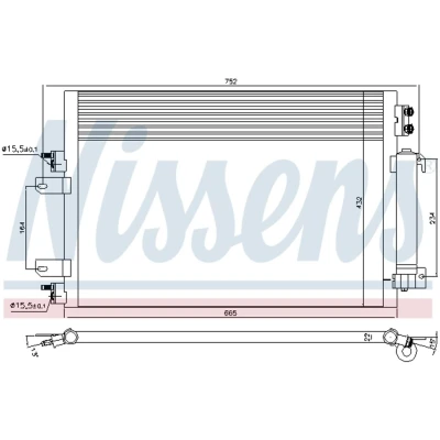 Kuva NISSENS 940570 Ilmastoinnin Lauhdutin Vedenerottimella Alumiini 665 R 134a