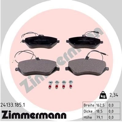 Kuva ZIMMERMANN 24133.185.1 Jarrupalat Sis. kulumisenilmaisimen Ruuveilla Valokuva vastaa toimituslaajuutta PEUGEOT: 407 SW, Sedan, 607 Sedan