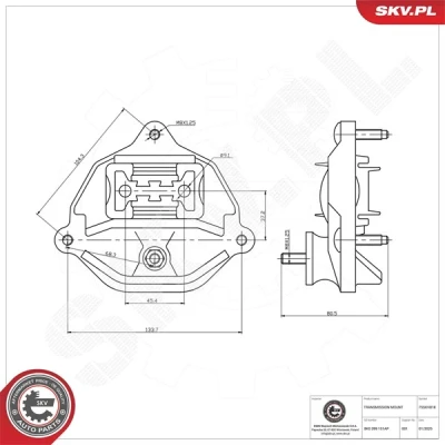 Kuva Vaihteiston tuki, autom., Edessä Esen skv 75SKV818 audi OE 8K0 399 151 AP, BC, CL