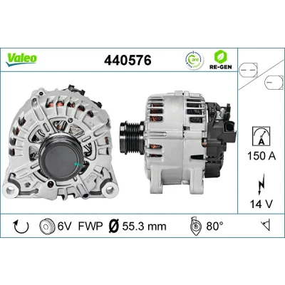 Kuva VALEO 440576 Laturi 14V 150A VOLVO: V50, V70 3, S80 II, FORD: FIESTA 6, MONDEO 4 Turnier, Galaxy Mk2 MPV