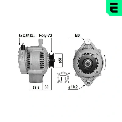 Kuva ERA 209685A Laturi 12V 60A HONDA: CIVIC 4 Hatchback