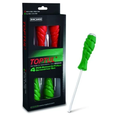 Kuva Ura ja ristipääruuvimeisselisarja TOPTUL 4 Kappale (2x SL, 2x PH)