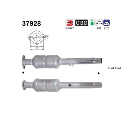 Kuva AS 37928 Katalysaattori 620mm VOLKSWAGEN: Golf 4, 4 Variant, 5, SKODA: Octavia 2 Combi, I Hatchback, II Hatchback