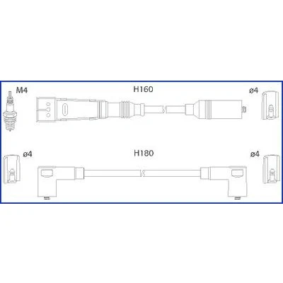 Kuva HITACHI 134705 Sytytysjohto VOLKSWAGEN: GOLF 2, Corrado, Passat B3/B4 Sedan, SEAT: Ibiza 2