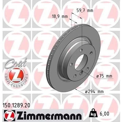 Kuva ZIMMERMANN COAT Z 150.1289.20 Jarrulevyt 294 19 6/5 5 120 Tuuletettu, ulko pinnoitettu hiiliteräs BMW: 3 Touring, Coupe, Sedan