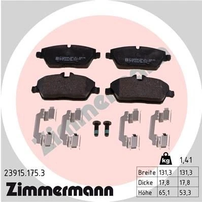 Kuva ZIMMERMANN 23915.175.3 Jarrupalat Ruuveilla Valokuva vastaa toimituslaajuutta, Jousella MINI: Hatchback, Clubman, Coupe, BMW: 1 Hatchback