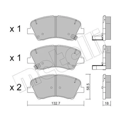 Kuva METELLI 22 1167 0 Jarrupalat akustisella kulumavaroittimella KIA: Rio 4, Stonic Hatchback