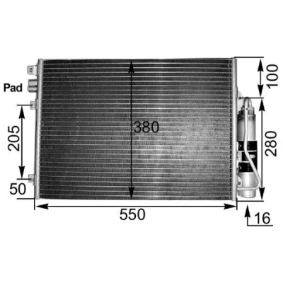 Kuva MAHLE ORIGINAL AC 303 000S Ilmastoinnin Lauhdutin Vedenerottimella 12 8,4 509, 550 RENAULT: CLIO 2