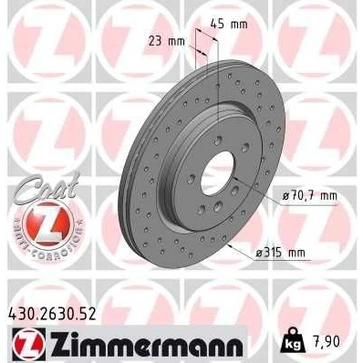 Kuva ZIMMERMANN Sport COAT Z 430.2630.52 Jarrulevyt 315 23 6/5 5 115 tuuletettu sisältä, reijitetty pinnoitettu OPEL: Insignia B Grand
