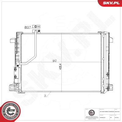 Kuva ESEN SKV 86SKV059 Ilmastoinnin Lauhdutin ilman vedenerotinta Alumiini 642mm