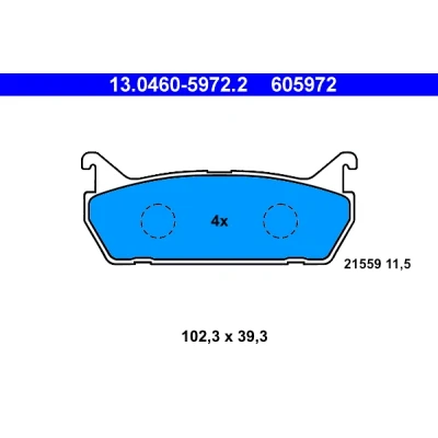 Kuva ATE 13.0460 5972.2 Jarrupalat Ei kulumisenilmaisimelle, Ilman kulumisenilmaisinta MAZDA: MX 5 I, FAMILIA 4, 323 C IV Hatchback, SUZUKI: Baleno I Sedan