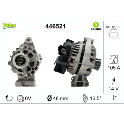 Kuva VALEO 446521 Laturi 14V 105A FORD: Focus 2 Kombi, 2, Mk1 Hatchback