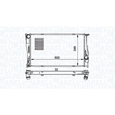 Kuva MAGNETI MARELLI 350213157500 Jäähdytin 600mm 348mm 32mm Jäähdytysrivat mekaan. kiinnitetyt BMW: 3 Touring, Sedan, Coupe