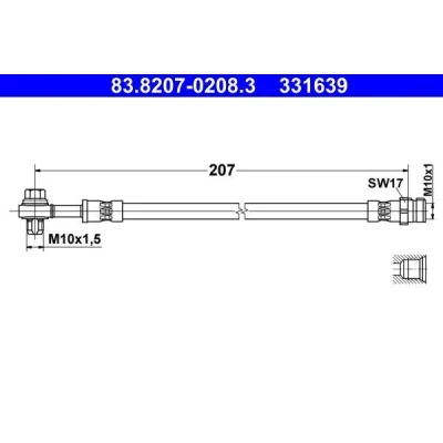 Kuva ATE 83.8207 0208.3 Jarruletku 207mm M10x1mm