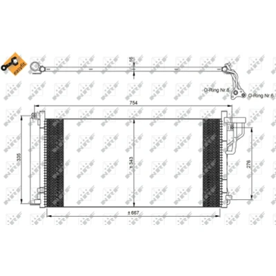 Kuva NRF EASY FIT 35962 Ilmastoinnin Lauhdutin Vedenerottimella, Tiivisterenkaalla 14,1 9,4 Alumiini 667 KIA: Magentis II
