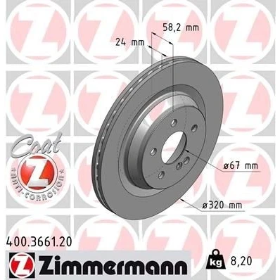 Kuva ZIMMERMANN COAT Z 400.3661.20 Jarrulevyt 320 24 6/5 5 112 tuuletettu sisältä pinnoitettu hiiliteräs MERCEDES BENZ: S sarja Sedan, Coupe