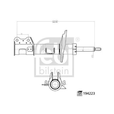 Kuva FEBI BILSTEIN 194223 Iskunvaimentimet Etuakseli, vasen Kaasupaine 534mm 355mm Kaksiputki Joustintuki Tappi ylhäällä, Purisitin alhaalla