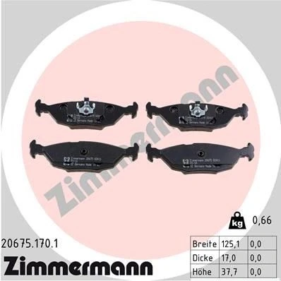 Kuva ZIMMERMANN 20675.170.1 Jarrupalat Kulumisenilmaisemelle Valokuva vastaa toimituslaajuutta BMW: 3 Sedan, 6 Coupe, 5 Sedan