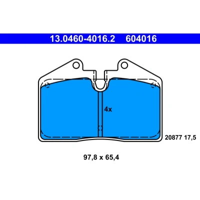 Kuva ATE 13.0460 4016.2 Jarrupalat Kulumisenilmaisemelle, Ilman kulumisenilmaisinta PORSCHE: 944 Coupe, 968 911 Coupe