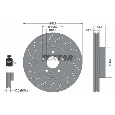 Kuva TEXTAR 92163405 Jarrulevyt MERCEDES BENZ: E sarja T modell, C Sedan