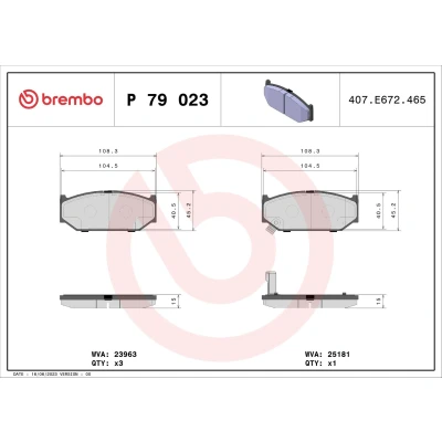 Kuva BREMBO P 79 023 Jarrupalat akustisella kulumavaroittimella Ilman tarvikkeita SUZUKI: SWIFT 5, Jimny SUV, 3