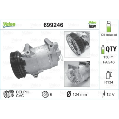 Kuva VALEO NEW ORIGINAL PART 699246 Ilmastoinnin Kompressori 6CVC 12 PAG 46 R 134a kompressoriöljyllä NISSAN: Qashqai / Qashqai+2 I