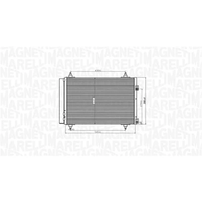 Kuva MAGNETI MARELLI 350203820000 Ilmastoinnin Lauhdutin Vedenerottimella 545x358x16 358 545 16 PEUGEOT: 307 Hatchback, Farmari, SW