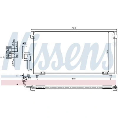 Kuva NISSENS 94702 Ilmastoinnin Lauhdutin ilman vedenerotinta Alumiini 688 R 134a