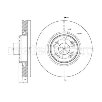 Kuva METELLI Jarrulevy RENAULT: LAGUNA 2, 2 Grandtour, ESPACE 4 28,0mm 5 61,0mm Tuuletettu Lakattu 23 0673C 7701206831,7701207378,8200177023