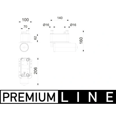 Kuva MAHLE ORIGINAL AC 1215 000P Ilmastoinnin Lauhdutin Ilman tiivisteitä Vedenerottimella 16mm 16,0mm 140mm