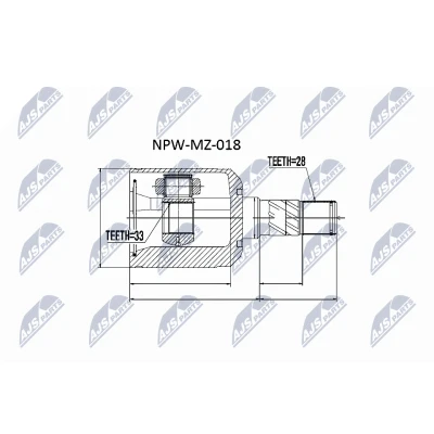 Kuva NTY NPW MZ 018 Vetonivel Vaihteiston puoli, Etuakseli, vasen MAZDA: 6 Sedan, Hatchback, Farmari