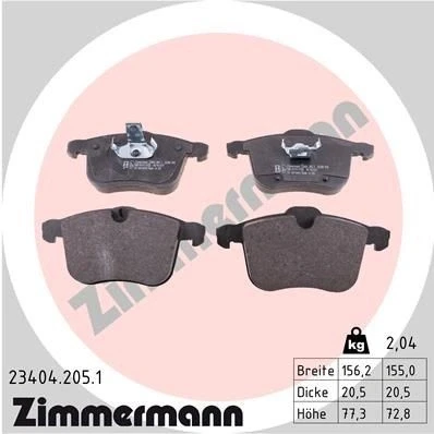 Kuva ZIMMERMANN 23404.205.1 Jarrupalat Kulumisenilmaisemelle Valokuva vastaa toimituslaajuutta SAAB: 9 3 Farmari, Sedan, 3X Farmari