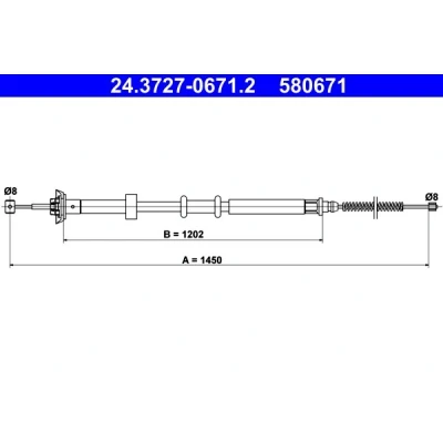 Kuva ATE 24.3727 0671.2 Käsijarruvaijeri 1450 FIAT: 500 Hatchback