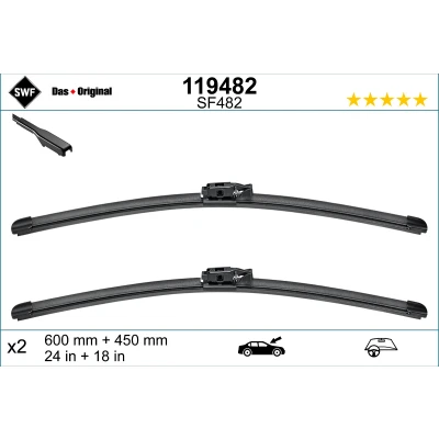 Kuva Pyyhkijänsulka Swf 119482 Edessä Flatblade pyyhinsulka (rungoton) RENAULT: Arkana I, DACIA: Duster SUV