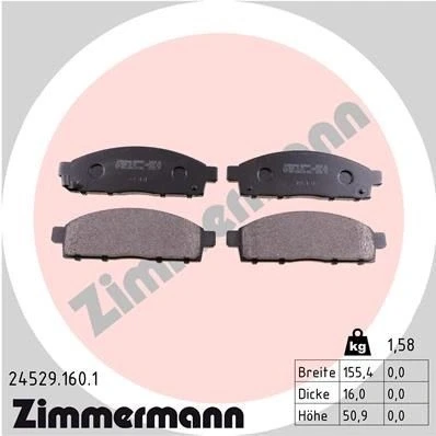 Kuva ZIMMERMANN 24529.160.1 Jarrupalat akustisella kulumavaroittimella Valokuva vastaa toimituslaajuutta MITSUBISHI: L200 / Triton IV Pick up